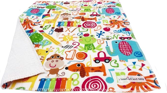 Infant Burping Cloth, Burp Cloths for Baby Boy or Girl, Soft and Absorbent - Cotton Reusable Spit Up Rags, XLarge, 1 Count (Animal ABCs)