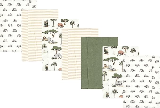Luvable Friends Hudson Baby Flannel Burp Cloths 7pk, Jungle Safari