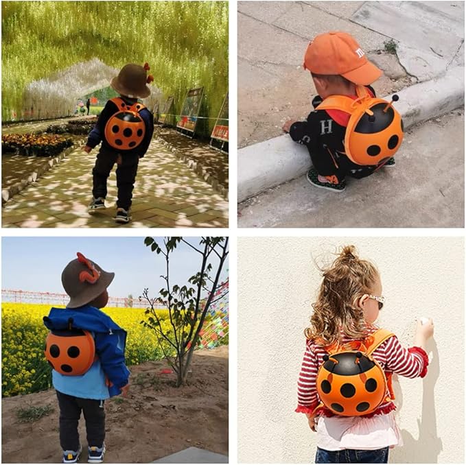 Happykids Toddler Mini Backpack with Removable Safety Leash,Baby Anti-lost Ladybug Bag,Travel