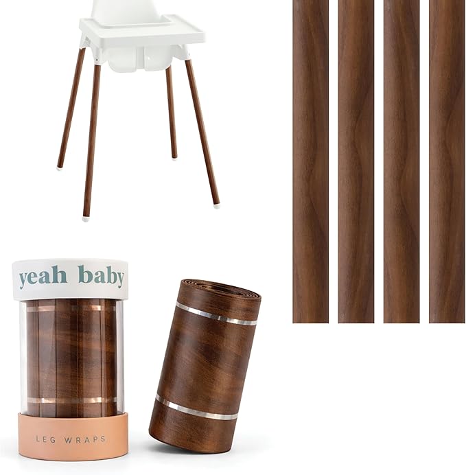 Yeah Baby Goods Highchair Leg Wraps (Walnut) - Compatible with The IKEA Antilop Highchair - Stylish IKEA High Chair Accessories w/Easy Self-Adhesive