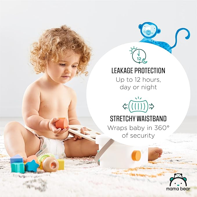 Amazon Brand - Mama Bear Gentle Touch Baby Diapers, Size 3, 168 Count (4 packs of 42), Leakproof, Keeps Baby Dry, Skin Safe, Formulated without Fragrance with Wetness Indicator