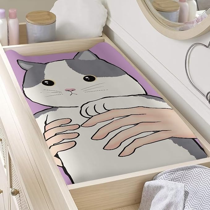 Cat Changing Pad Covers Durable Baby Change Table Covers Stretchy Change Sheet Fit for Most Rectangular Change Pad Easy to Clean