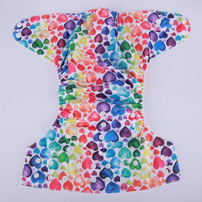 2 to 7 Years Old Junior Big Cloth Diaper Nappy Pocket Reusable Washable (Hearts)