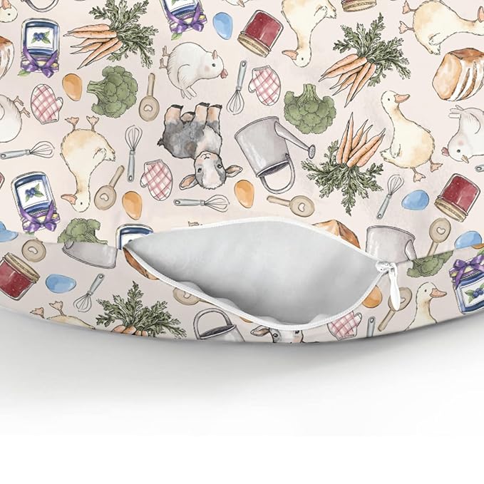 Homesteading Farm Nursing Pillow Covers for Boy Girl Lamb Duck Chick Eggs Bread Vegetable Nursing Pillow Slipcovers for Breastfeeding Pillows Retro Farm Life Soft Stretchy Cover for Newborn Infant