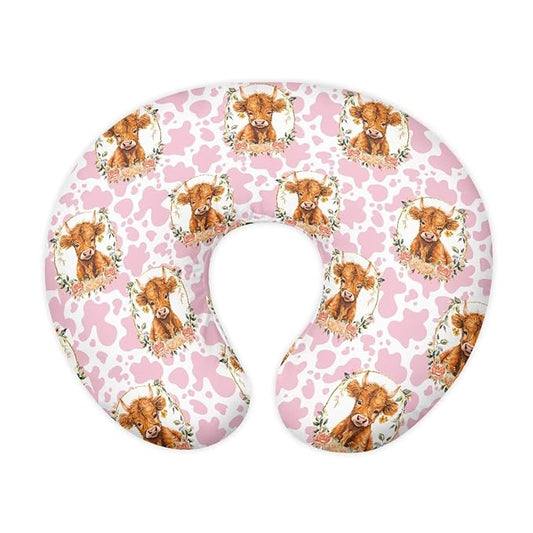 Cartoon Cow and Pink Cow Stripes Nursing Pillow Cover for Baby Boy Girl Slipcover for Breastfeeding Pillows, Soft and Stretchy Safely Breastfeeding Pillow Cover