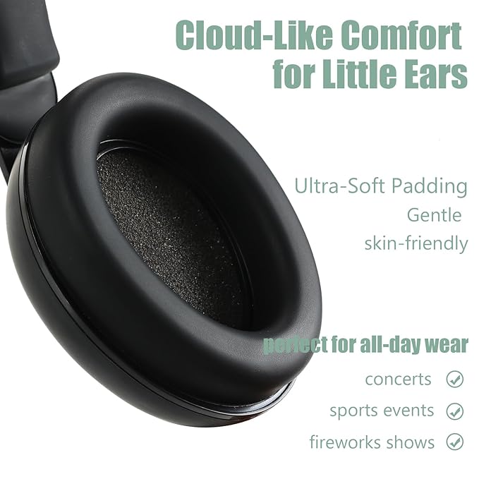 Funbliss Baby Ear Protection Noise Cancelling Headphones for Babies and Toddlers Baby Earmuffs - Ages 3-36 Months Black