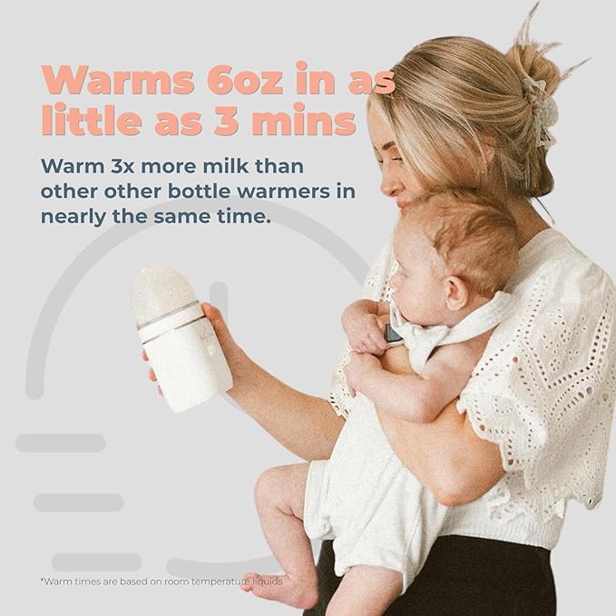 Baby's Brew Portable Bottle Warmer – Cordless Baby Bottle Warmer for Breastmilk & Formula, Rechargeable Travel Milk Warmer, Leak-Proof, Compact, Marble, Adapter Not Included