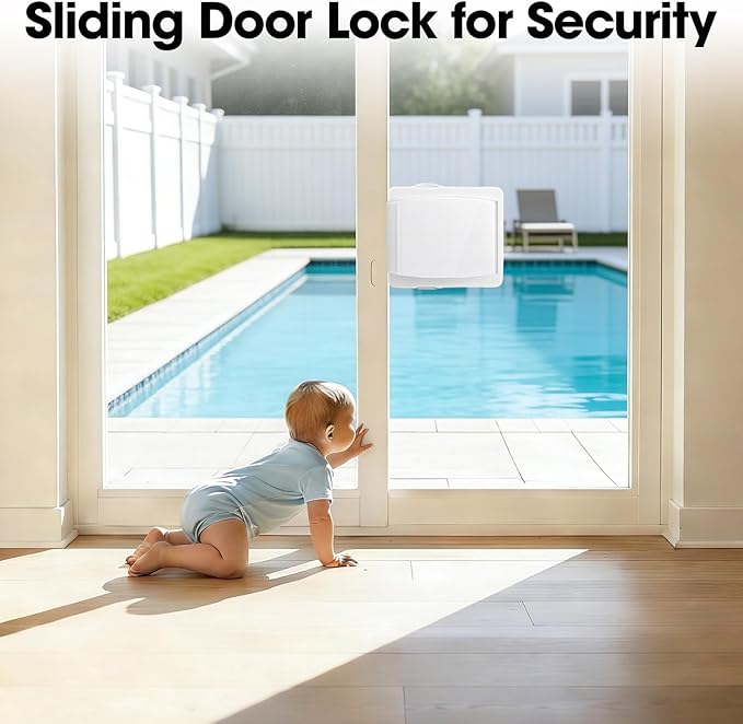Sliding Door Lock Child Security: 2-Pack for Glass/Patio Doors, Windows & Closets, 3-Second No-Tools Installation, Durable Childproof Safety Lock for Lasting Protection - Baby to Kid Safety Age 0-4