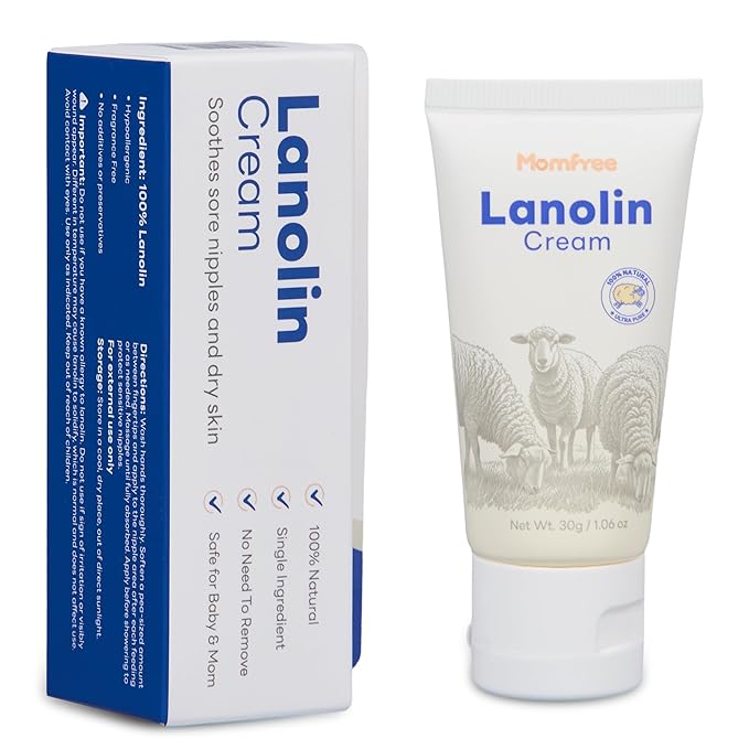 Nipple Cream Safe for Breastfeeding: Lanolin Nipples Balm 100% Natural | Sore Nipple Relief & Cracked | Soothing Protection for Nursing Moms - 30g/1.06oz