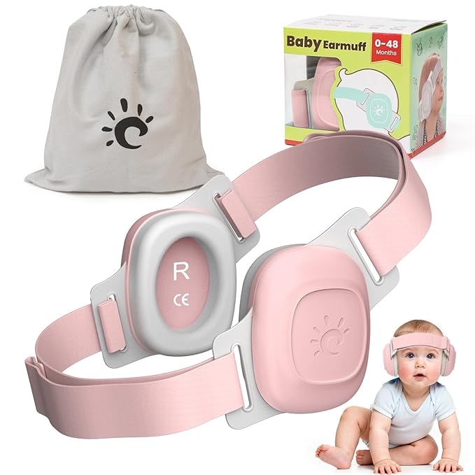Baby Ear Muffs Noise Protection – Infant Headphones Noise 25dB Cancelling for Airplanes, Travel & Fireworks Toddler Hearing Protection 0-60 Months Baby Earphones | Soft & Adjustable Newborn Earmuffs