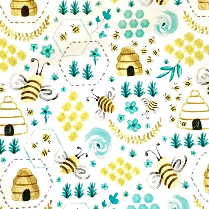 BapronBaby Busy Bees Wet Dry Bag - Waterproof Two Zipper Pockets - Reusable for Mealtime, Diapers, Stroller, Snacks, Swimsuits - Machine Washable - 11" x 9"
