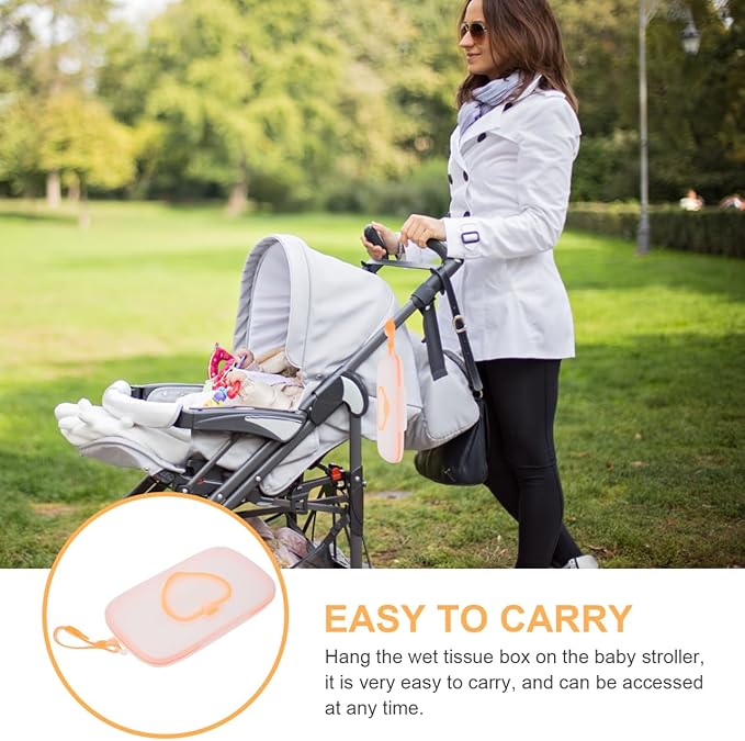 Travel Wipes Case Wipes Holder Baby Dispenser Holder: Newborn Wipes Box Toddlers Stroller Hanging Orange Wipe Case Portable Outdoor Use for Home Travel Hotel Wipe Holder Babywipes