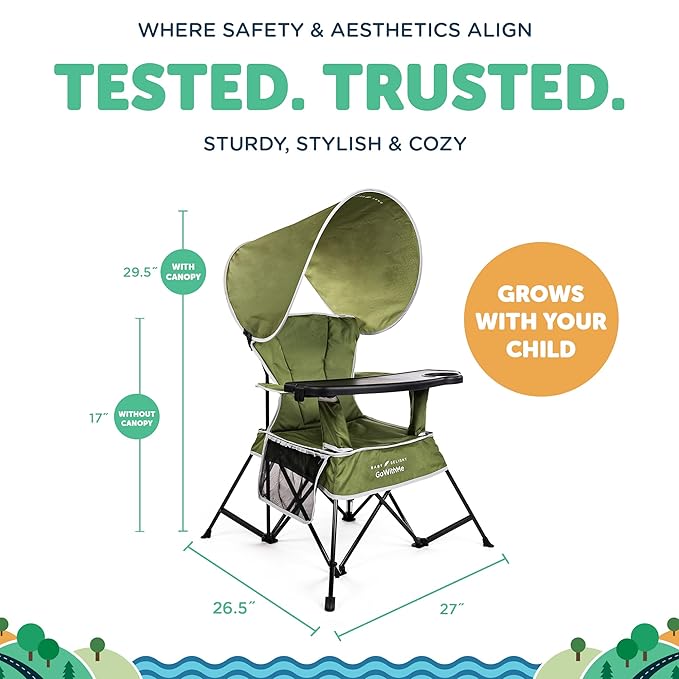 Baby Delight Go with Me Grand Deluxe Portable Chair | for Kids | Indoor and Outdoor | Moss Bud Green