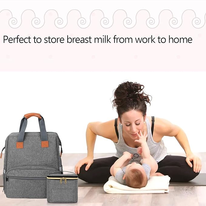 Teamoy Breastmilk Cooler Bag, Baby Bottles Bag for up to 4 Large 5 Ounce Bottles Without Nipple, Perfect for Working Mom Mother, (Bag ONLY), Gray