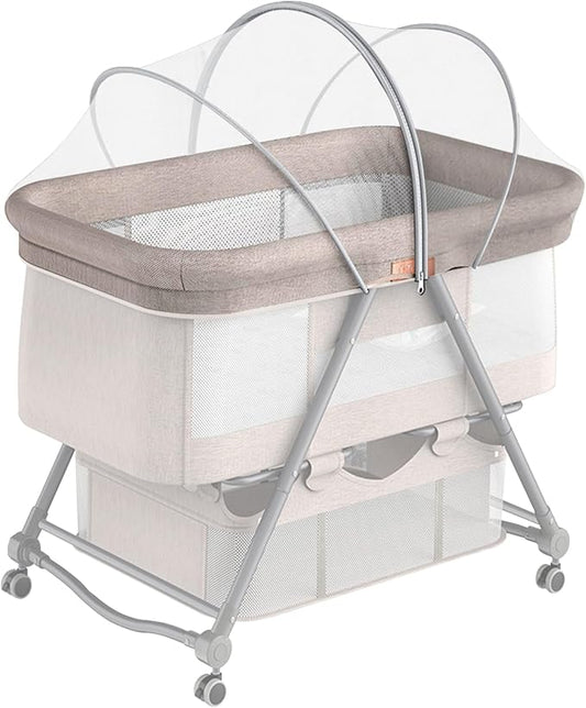DUOMI Bassinet Cover for Cats with Two-Way Zipper,Portable Bassinet Mosquito Net Cover,Mosquito Net to Keep Pets Out(White)