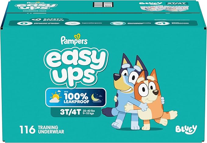 Pampers Training Pants - Easy Ups Boys & Girls Bluey - Size 3T-4T, 116 Count, Children's Potty Underwear (Packaging May Vary)
