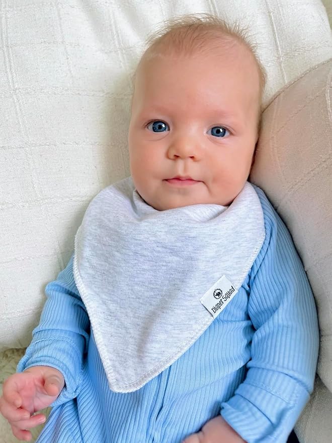 DiaperSquad's 100% Organic Cotton Baby Drool Bibs, Super Absorbent & Adjustable Baby Bibs for Drooling and Teething