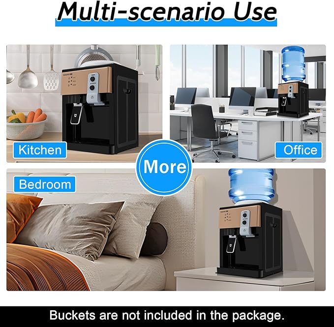 Top Loading Desktop Water Cooler Dispenser, 550W 110V Countertop Hot & Cold Water Coolers Drinking Fountain Portable Water Warmer for Home Bedroom Studio Office Grocery Store