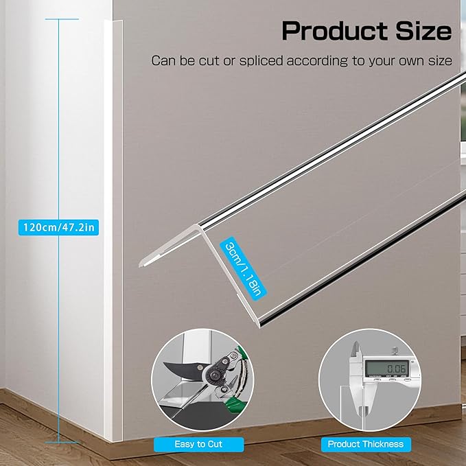 47.2" x 1.18" Wall Corner Protectors, 4PCS Clear Self-Adhesive Guards, Corner Guards & Edge Protector for Walls, Cabinet Doors, Edge Protector Trim, Easy to Install and Clean