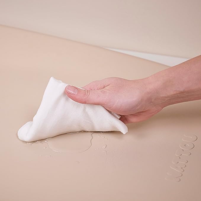 Nattou Softy Changing Pad - Wipeable Baby Changing Mat- Durable, Water-Resistant, Cocoon Shape with Honeycomb Bottom Grips BPA-Free, Assimilates Room Temperature - Beige