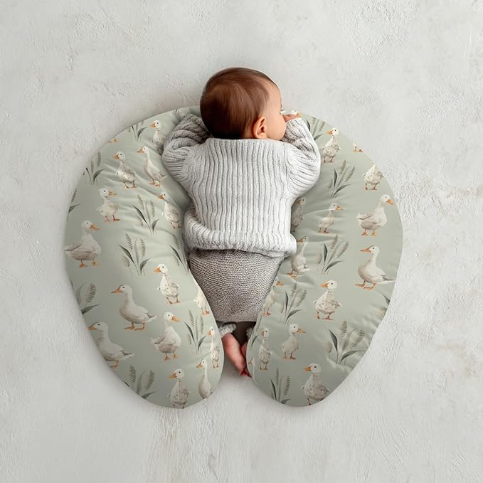 Vintage Duck Reeds Nursing Pillow Covers Watercolor Ducks Leaves Lake Nursing Cover for Breastfeeding Pillows Farm Animal Infant Nursing Slipcover for Baby Boys Girls Newborn