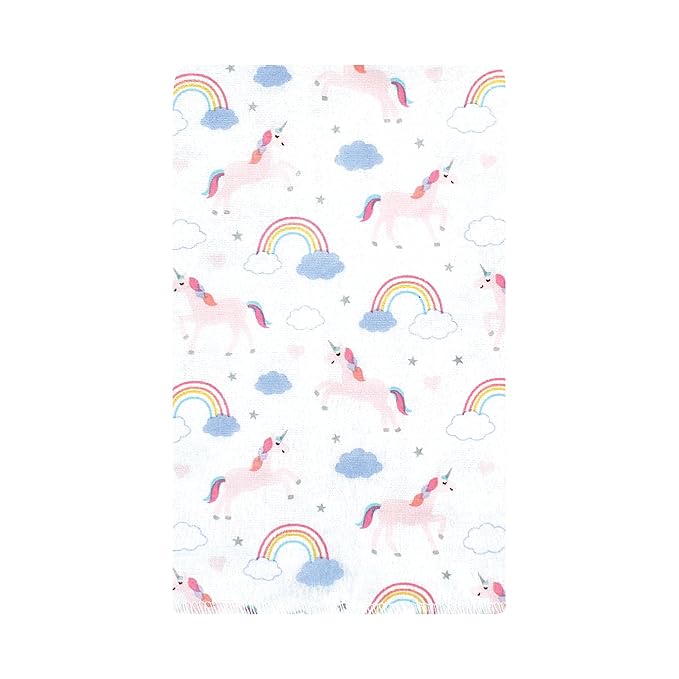 Hudson Baby Unisex Baby Cotton Flannel Burp Cloths, Unicorns Rainbows 10 Pack, One Size
