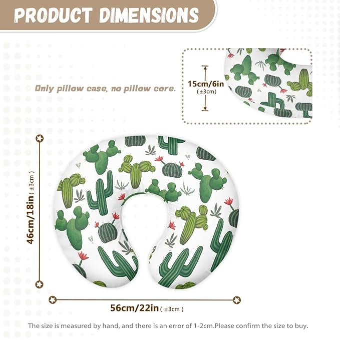Cacti Nursing Pillow Cover Slipcover for Breastfeeding Pillows, Soft and Stretchy Safely Breastfeeding Pillow Cover Baby Essentials