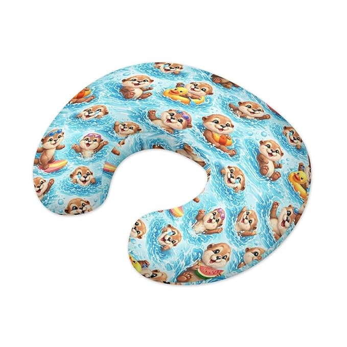 Jeiento Funny Cute Otter Nursing Pillow Cover Breastfeeding Pillow Slipcover for Baby Boys Girls Soft Comfortable Nursing Pillows Soft Cover with Zipper