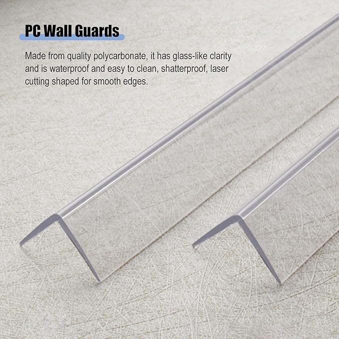 ERRULAN Edge Protector Strip Clear, 80/100/120/150cm Long Corner Guard for Hotels Restaurant School, L-Shaped Wall Guards to Protect Walls (Color : WxL, Size : 3x150cm/1.18x59 in)