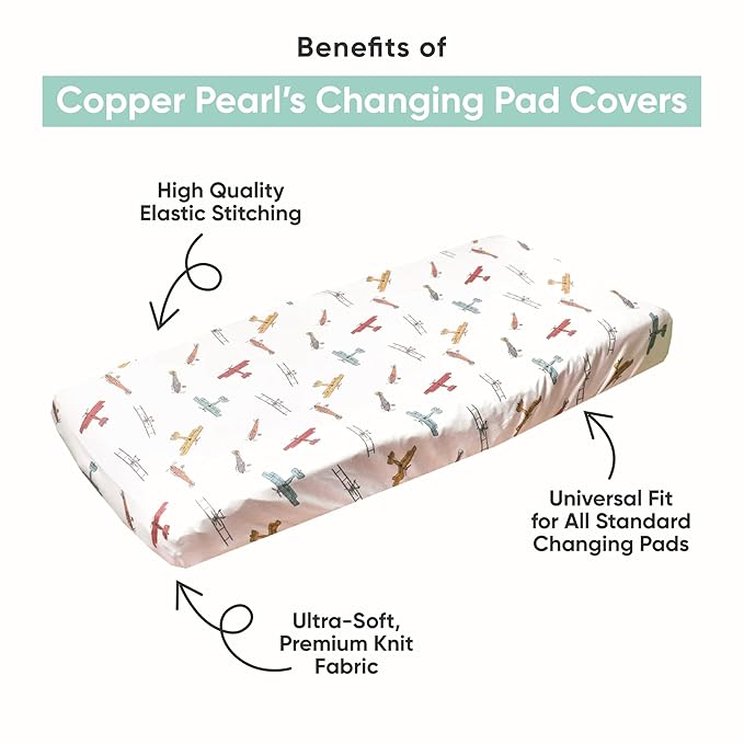Copper Pearl Premium Knit Changing Pad Cover Soft, Stylish, and Universal Fit for All Standard Diaper Changing Pads, Trendy Design Changing Pad Covers, Blueberry