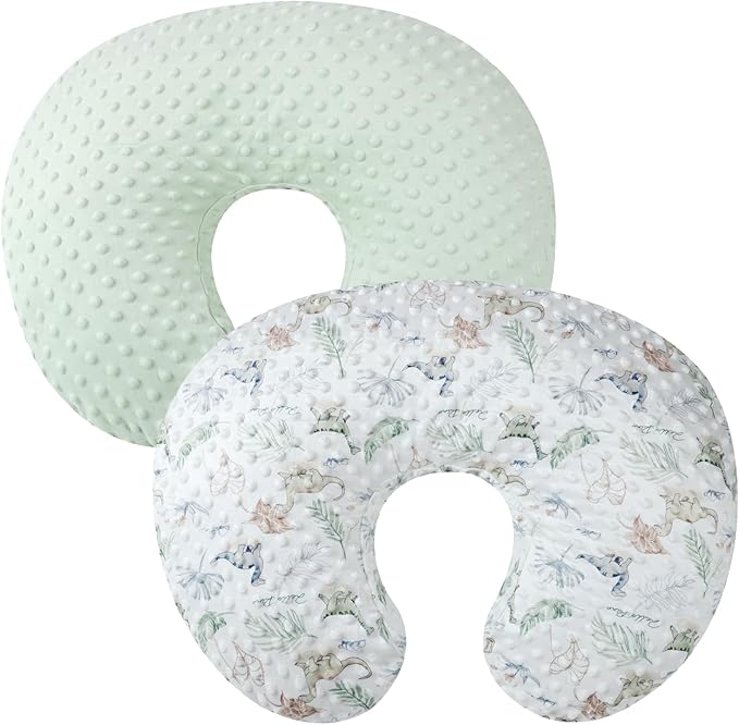 Dot Nursing Pillow Cover Set 2 Pack Nursing Pillow Slipcovers, Ultra Soft Compatible with Boppy Pillow,Standard Pillow for Baby Boy Girl Light Green Dinosaur