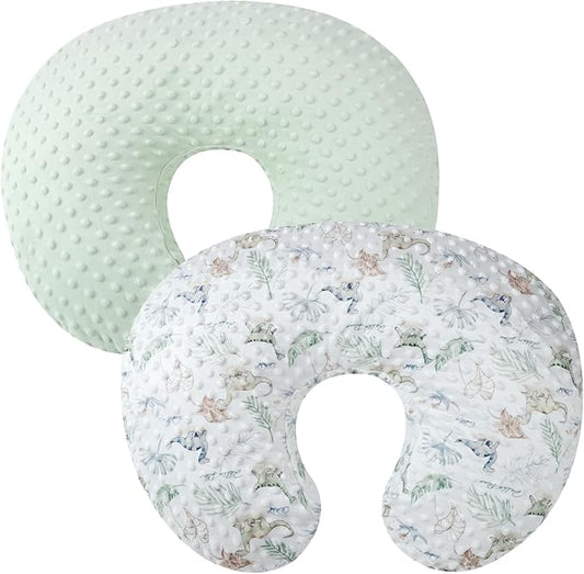 Dot Nursing Pillow Cover Set 2 Pack Nursing Pillow Slipcovers, Ultra Soft Compatible with Boppy Pillow,Standard Pillow for Baby Boy Girl Light Green Dinosaur