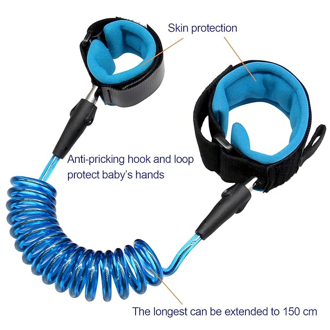 Anti Lost Safety Wrist Link Child Safety Harness Strap Rope Leash Walking Hand Belt Band Wristband(1.5m Blue)