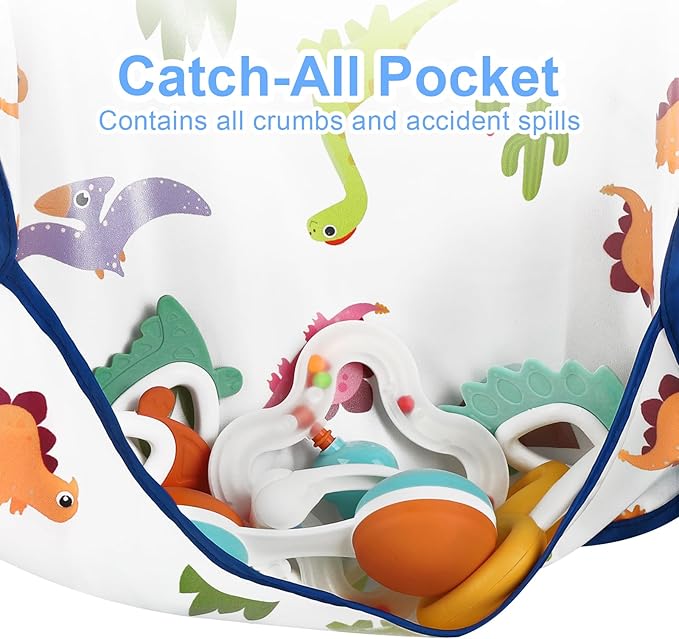 Accmor Waterproof Baby Bibs for Eating, Mess Proof Toddler Feeding Bibs for Girls Boys ﻿