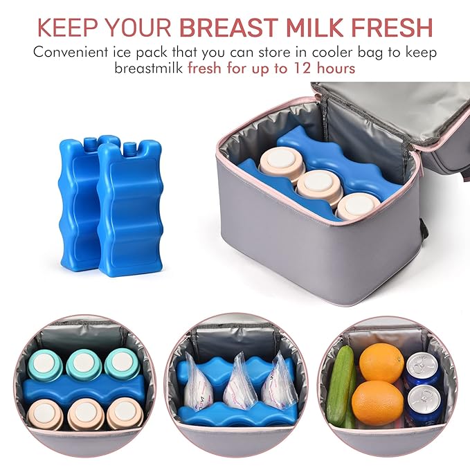 NCVI Breastmilk Cooler Bag and 2 Baby Bottles, BPA Free