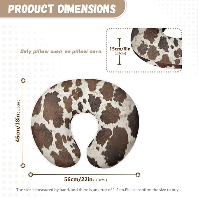 Cowhide Print Girls Boys Nursing Pillow Cover for U-Shaped Feeding Pillow Breastfeeding Super Comfy and Soft for Baby, Baby Mom Essentials, 2 Packs