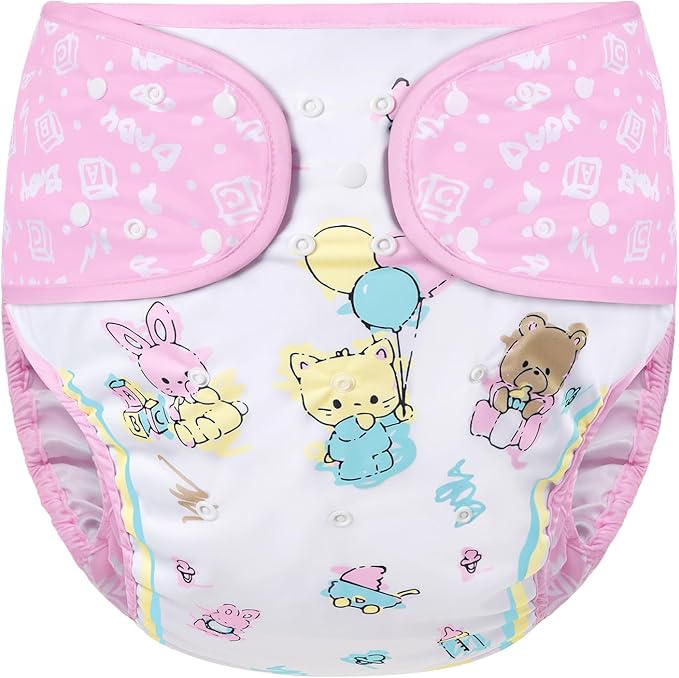Littleforbig Washable Adjustable Reusable Waterproof Cloth Adult Diaper Wrap Cover - Baby Cuties M