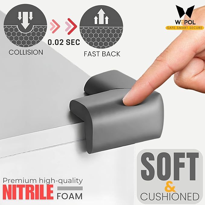 Soft Foam Corner Protectors for Baby, Bed Frame Corner Guards, Sharp Edge Desk Furniture Safety Cover Bumpers for Kids, 3M Adhesive Pre-Taped Rubber Padding Cushion (Black, 4 Pack)