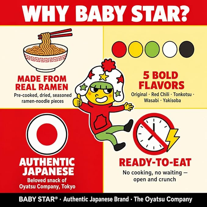 Baby Star Crunchy Ramen Snack Tiny (Red Chili)