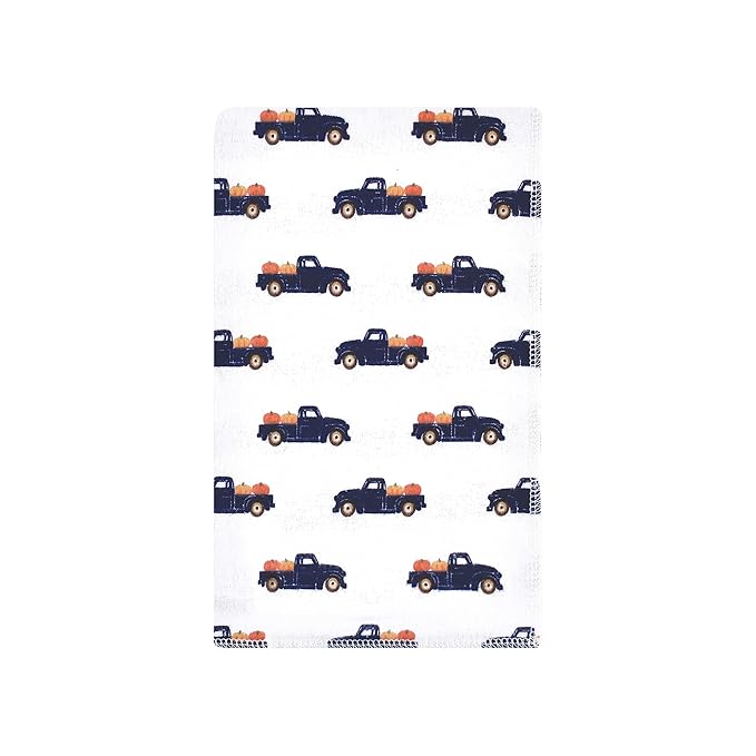 Hudson Baby Unisex Baby Cotton Flannel Burp Cloths, Pumpkin Truck, One Size