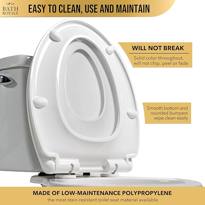 BATH ROYALE Potty Training Seat - Soft Close, Adult/Child, Kingsport BR721-01, Elongated Biscuit/Linen