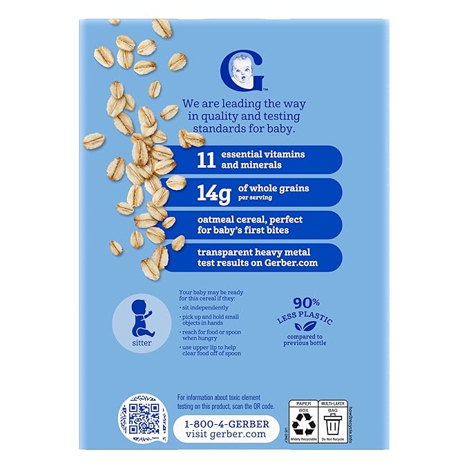 GERBER Cereal 1st Foods Oatmeal Gluten Free 5x8oz