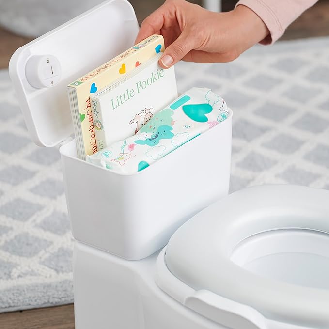 Regalo 2-in-1 Toddler Potty Training Toilet with Flushing Sound, Removable Potty Training Seat, Soft Cushion & Splash Guard, Toddler Potty Chair with Storage, Toilet Seat Transition, White
