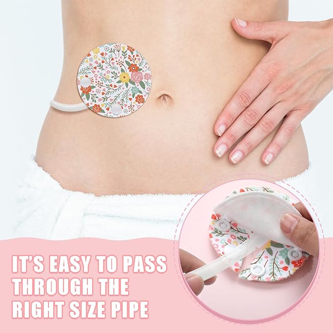Breling 18 Pack Feeding Tube Pads Button Pad Gtube Button Covers Reusable g Tube Cutie Dinosaur Feeding Supplies for Kids Baby Breastfeeding Nursing Care (Flower)