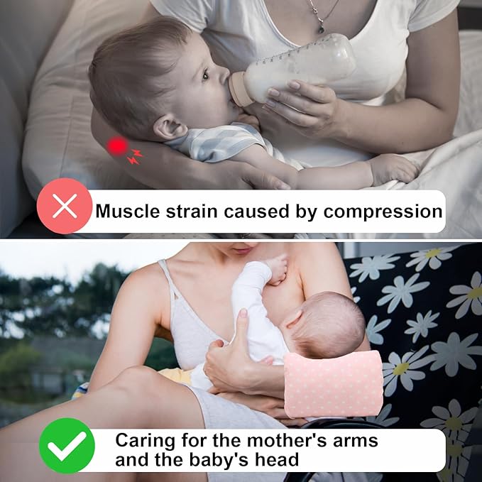 Cozy Cradle Arm Pillow for Feeding Baby, Baby Nursing Pillow Head Support Pillow for Breastfeeding (PinkWhite)