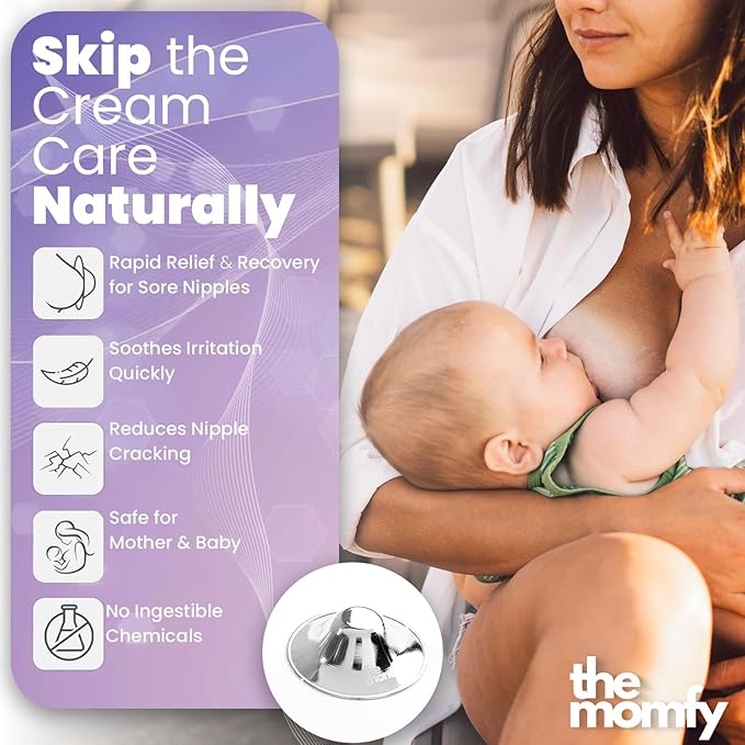 Silver Nursing Nipple Shields - Trilaminated Protective Nursing Cups for Breastfeeding, Nickel Free | Free Storage Pouch - Regular