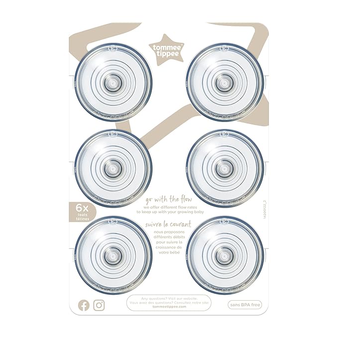 Tommee Tippee Advanced Anti-Colic Baby Bottle Nipples, Breast-Like, Soft Silicone, Fast Flow, 6 Months+, Pack of 6