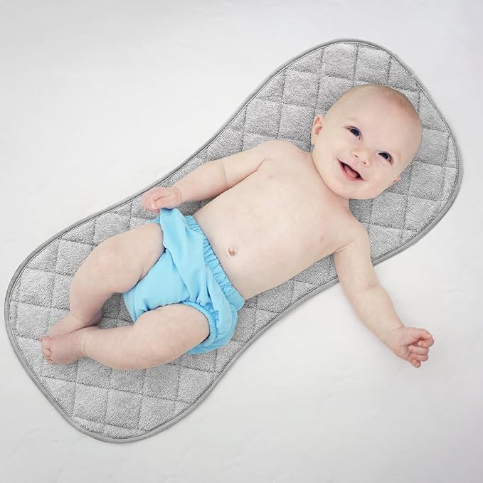 Changing Pad Liner Waterproof 3 Pack Quilted Thicker, Fits for Peanut Shape Changing Pad, Soft Viscose Terry Surface, Non-Slip Design Reusable Pad Liners Machine Washable, Gray