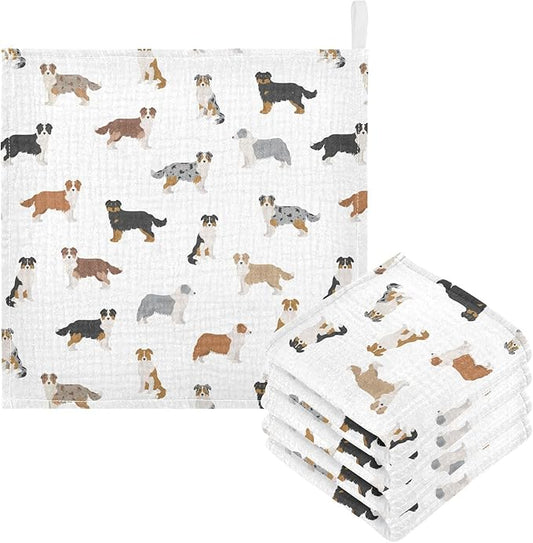 vvfelixl Golden Retriever Dog Baby Burp Cloths Baby Muslin Washcloths for Boys Girls Cotton Baby Face Towel for Newborn Infants Soft and Absorbent 11.8 X 11.8 in, 5 Pack
