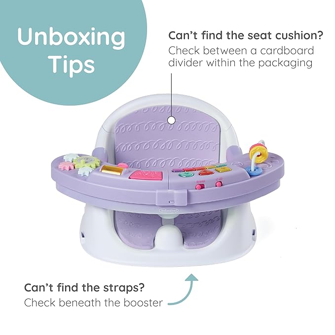 Infantino Music & Lights 3-in-1 Discovery Seat & Booster, Interactive Toddler Seat for Dining Table or Kitchen Chair, Baby Activity Center & Snack Tray, 20 Sounds & Songs, Lightweight Baby Essentials